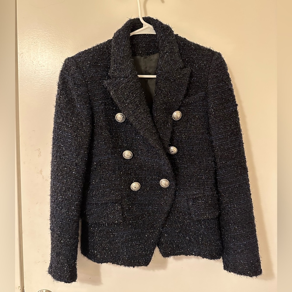 Balmain kids tweed jacket size 12-14 (or Small adult), darknavy/black/lurex